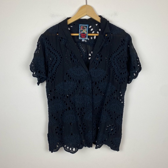 Johnny Was Marietta Cooper Button Up Lace Eyelet Blouse - Picture 1 of 9